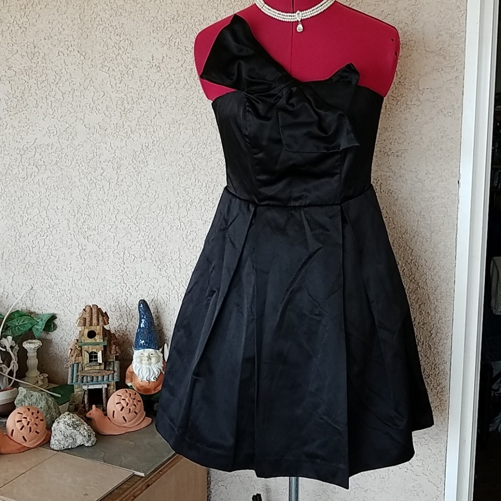 KATE YOUNG BLACK BOW Satin Sassy Little Black Prom Homecoming DRESS 4